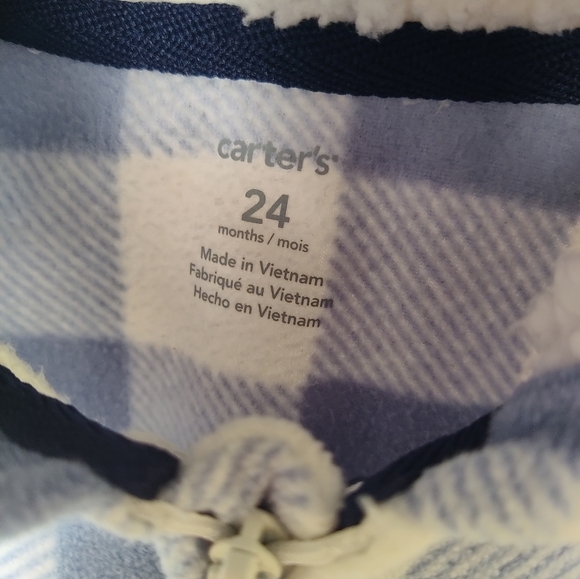 Carter's Little Explorer Hooded Cold Weather Suit Footless Pockets Plaid 24 Mo - Picture 3 of 9